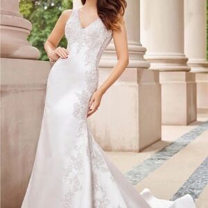 Satin Ivory wedding dress Martin Thornburg Mon Cheri Bridal